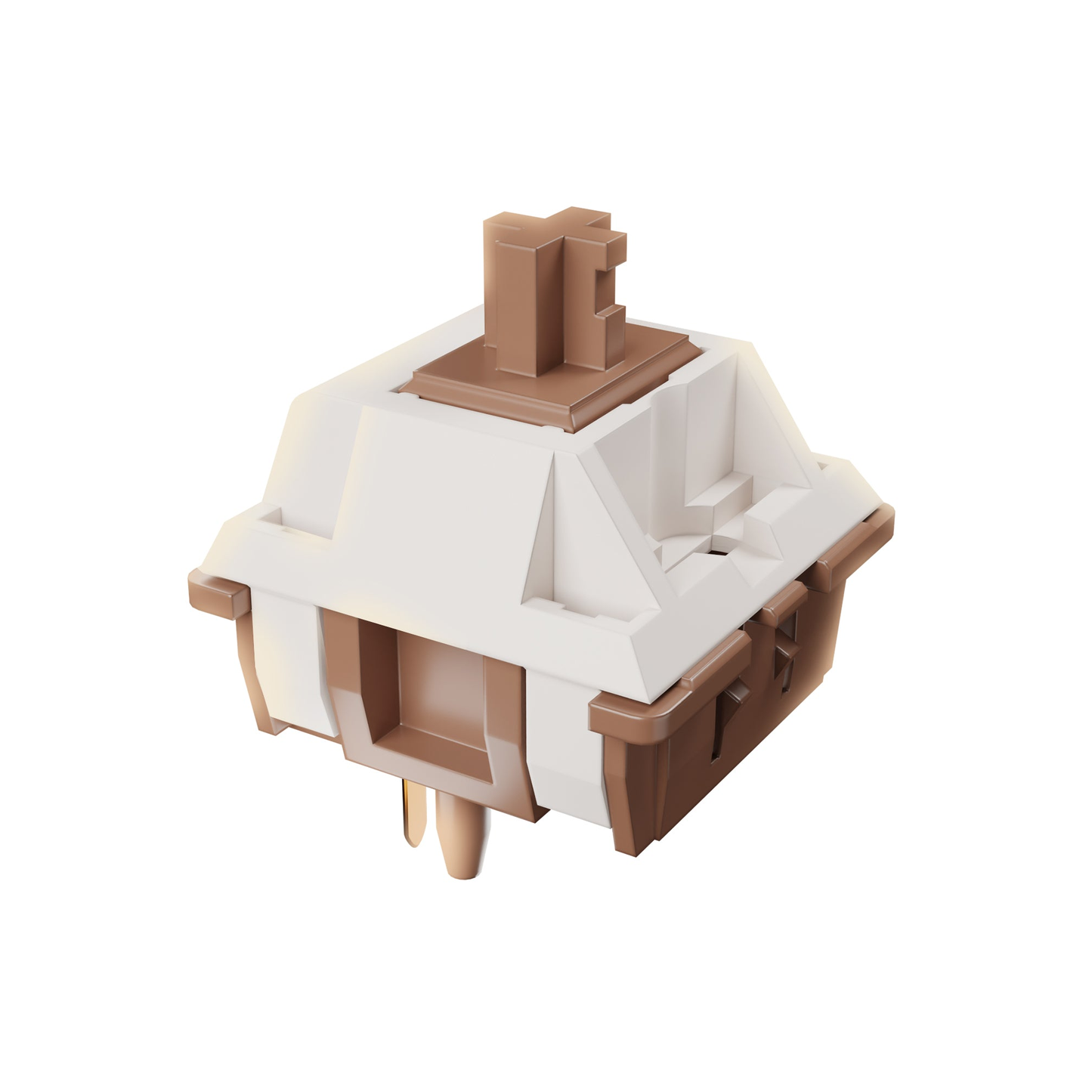 HMX Macchiato linear mechanical switch with cream housing and brown stem and crossbar