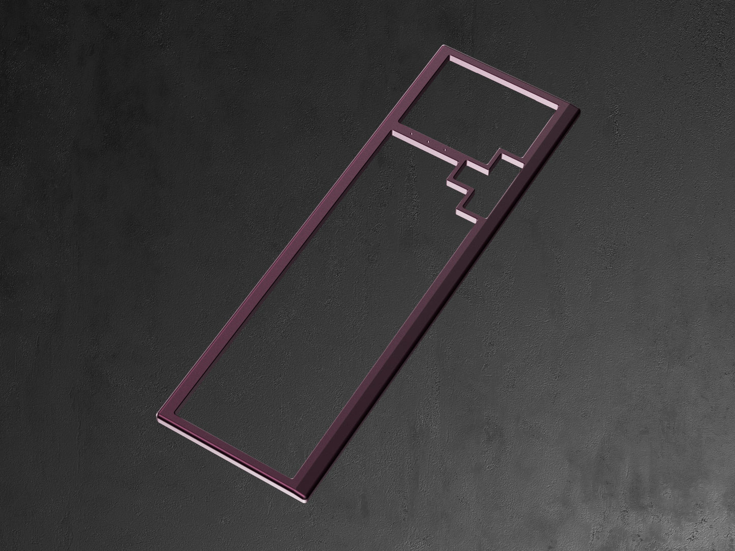 Keyboard plate add-on in maroon with cutout and mounting tabs