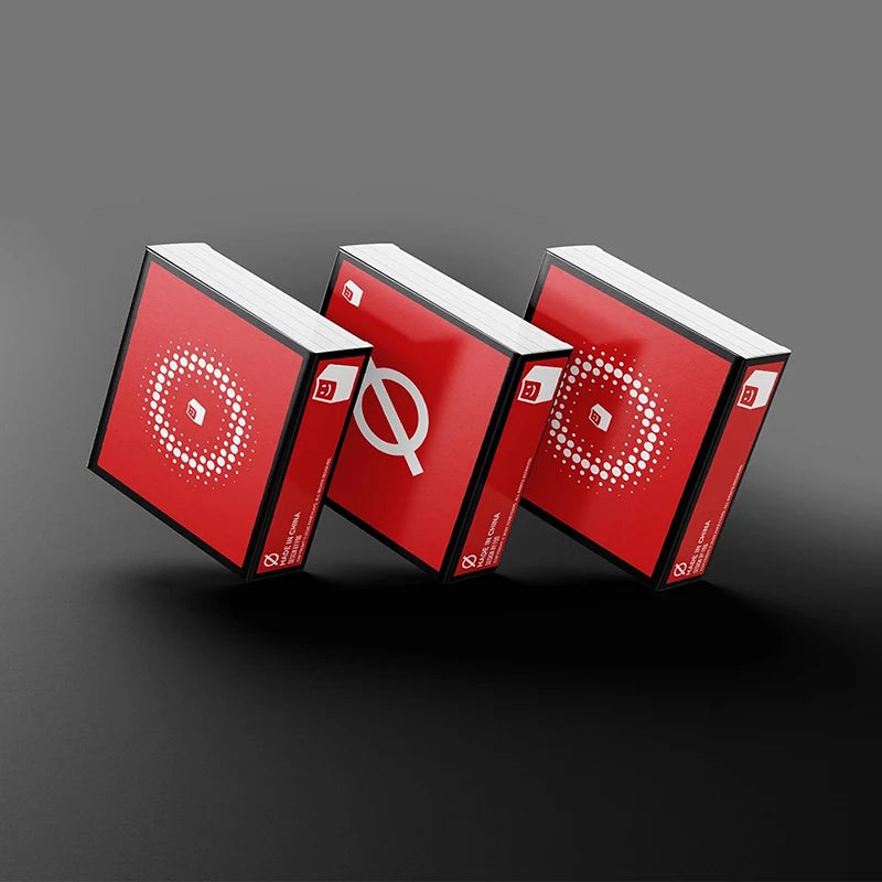 Oric keycaps box set display with red covers and keycap icons and symbols