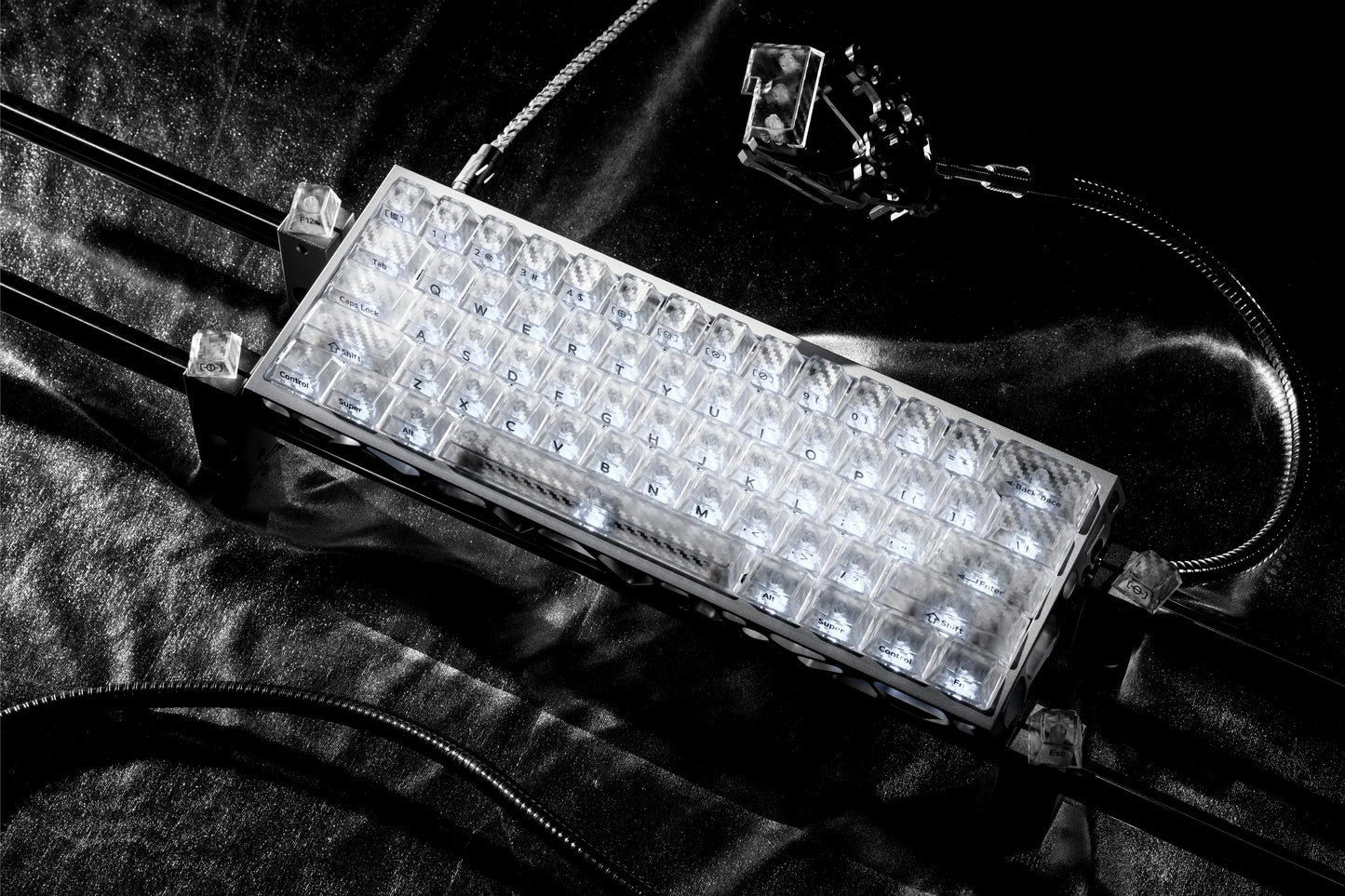 Rectangular LED light bar with clear lens and bright square LED grid