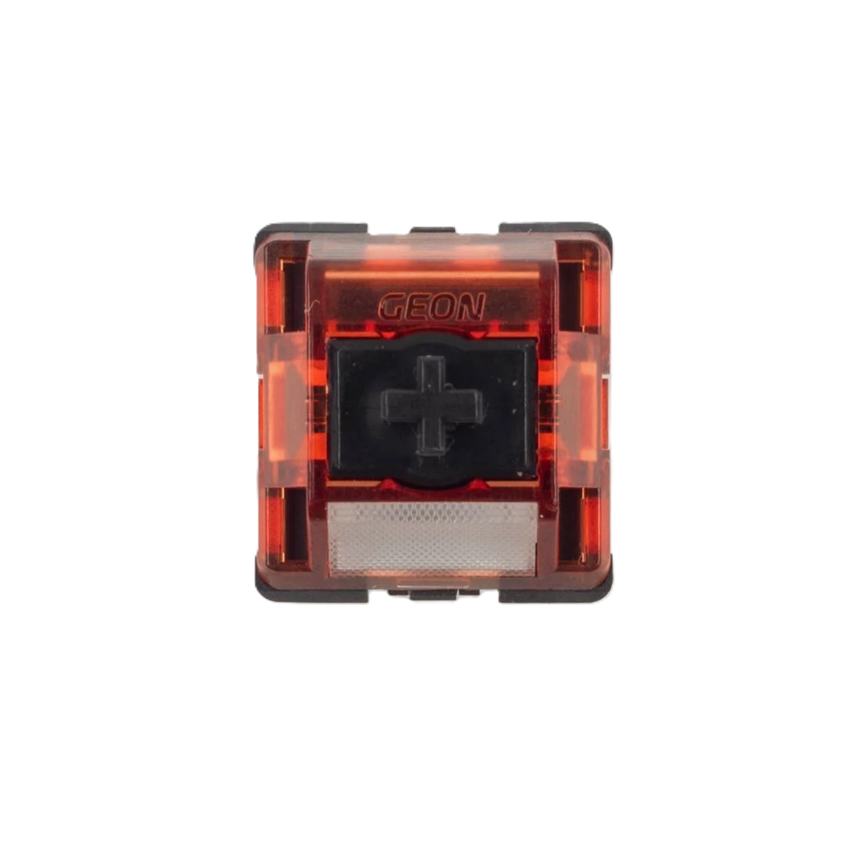 Mechanical key switch top view with GEON logo and red transparent frame