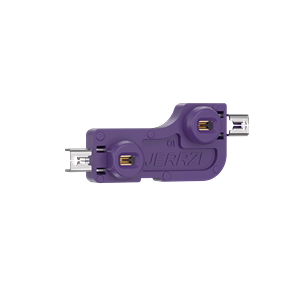 Purple MX hot-swap socket with underside metal pins and circular label window