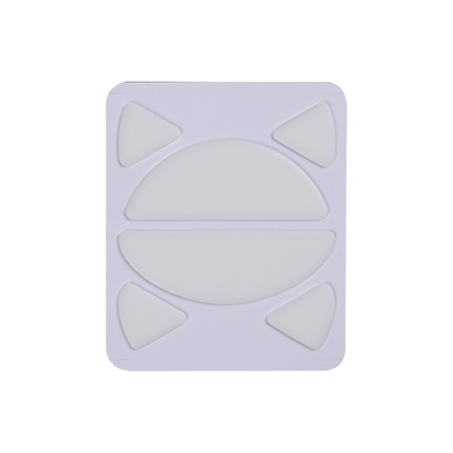 White skate pad with large oval center and four triangular corner cutouts
