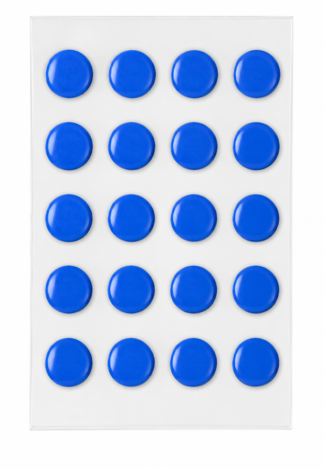 Universal dot mouse skates: 20 blue round pads on display sheet