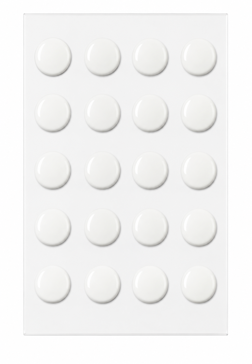 Universal dot mouse skates: 20 cream round pads on display sheet