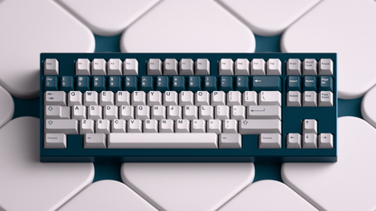 Teal and white mechanical keyboard keycap set with full keyboard layout