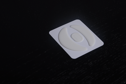 White skate pad with circular slider detail and two pointed side cutouts