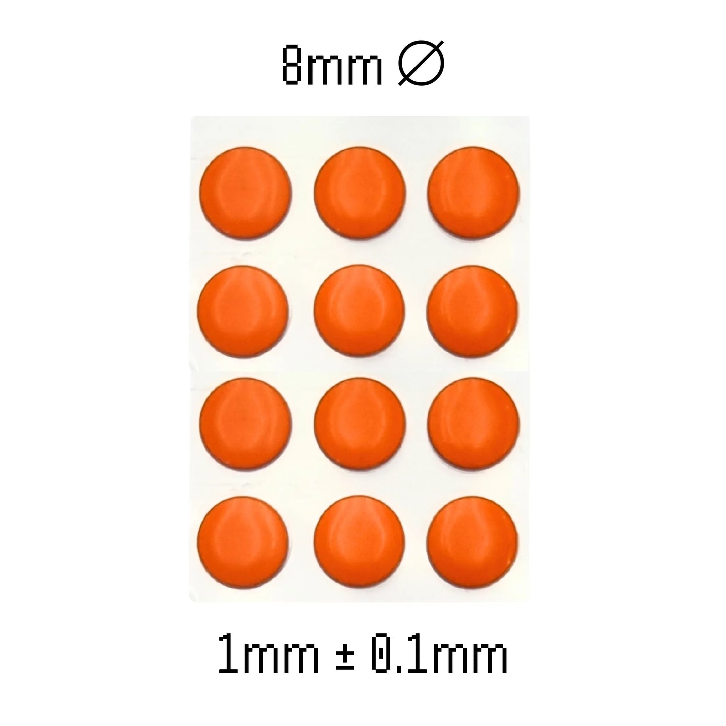 Universal dot mouse skates: 20 orange round pads on backing card