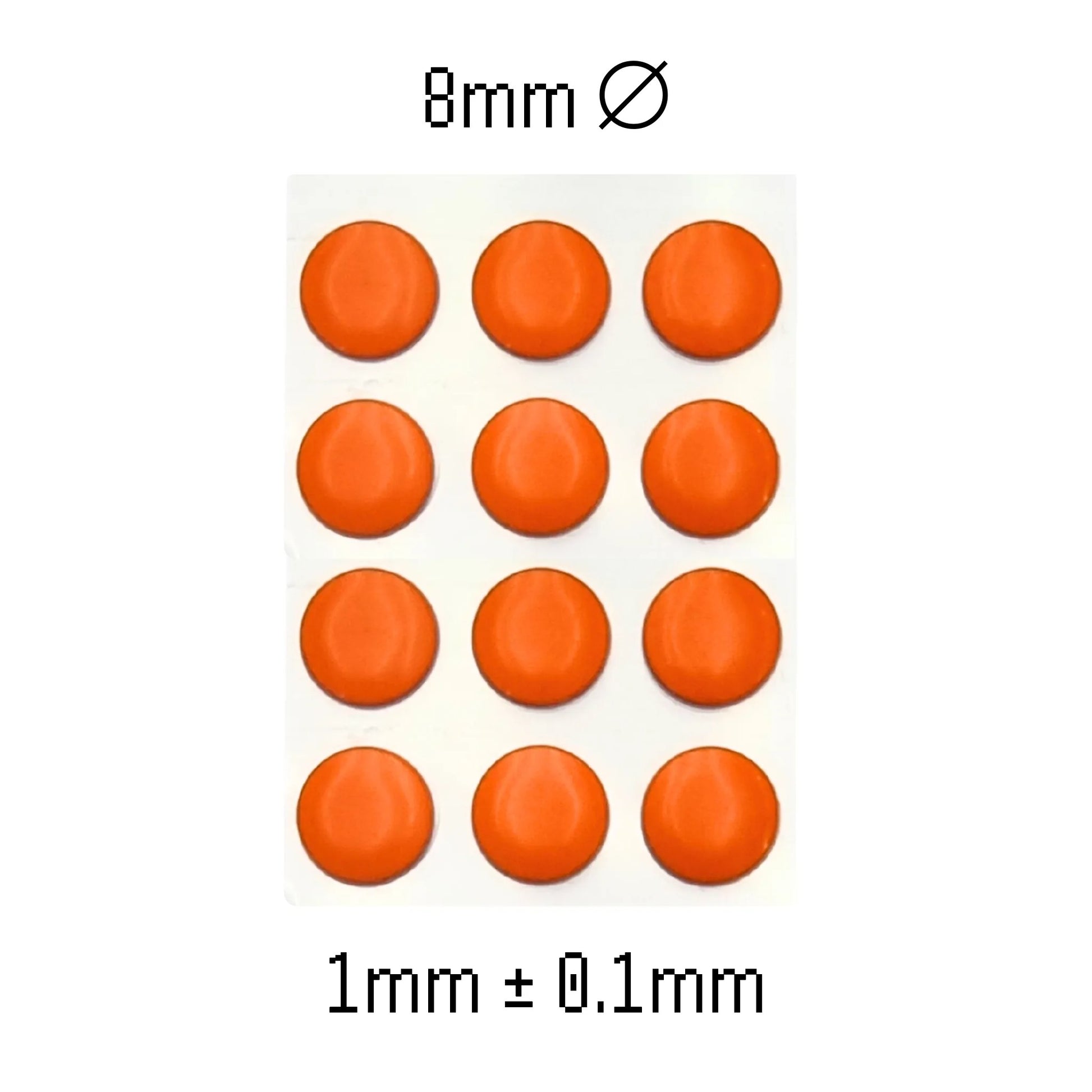 Universal dot mouse skates: 20 orange round pads on backing card