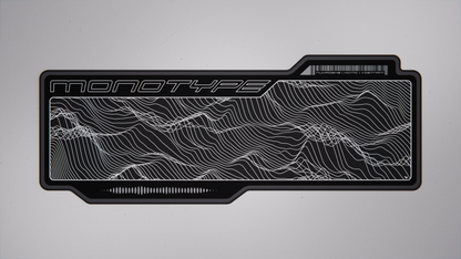 Offwhite desk mat top view with dark topographic lines and black outlined border