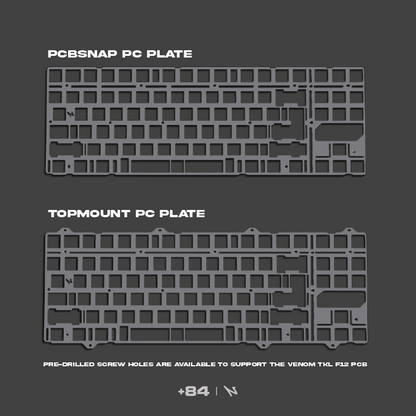PC plate accessory for +84 keyboard, PCBsnapped top-mount plate with mounting cutouts