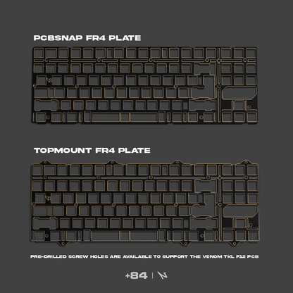 FR4 plate accessory for +84 keyboard, PCBsnapped top-mount plate with mounting cutouts