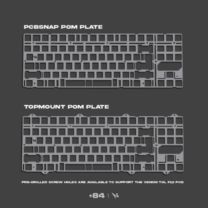 POM plate accessory for +84 keyboard, PCBsnapped top-mount plate with mounting cutouts