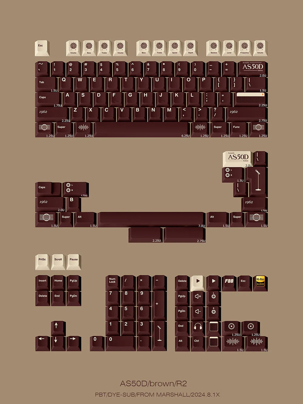[FBB] AS50D Brown Keycaps (Pre-Order)
