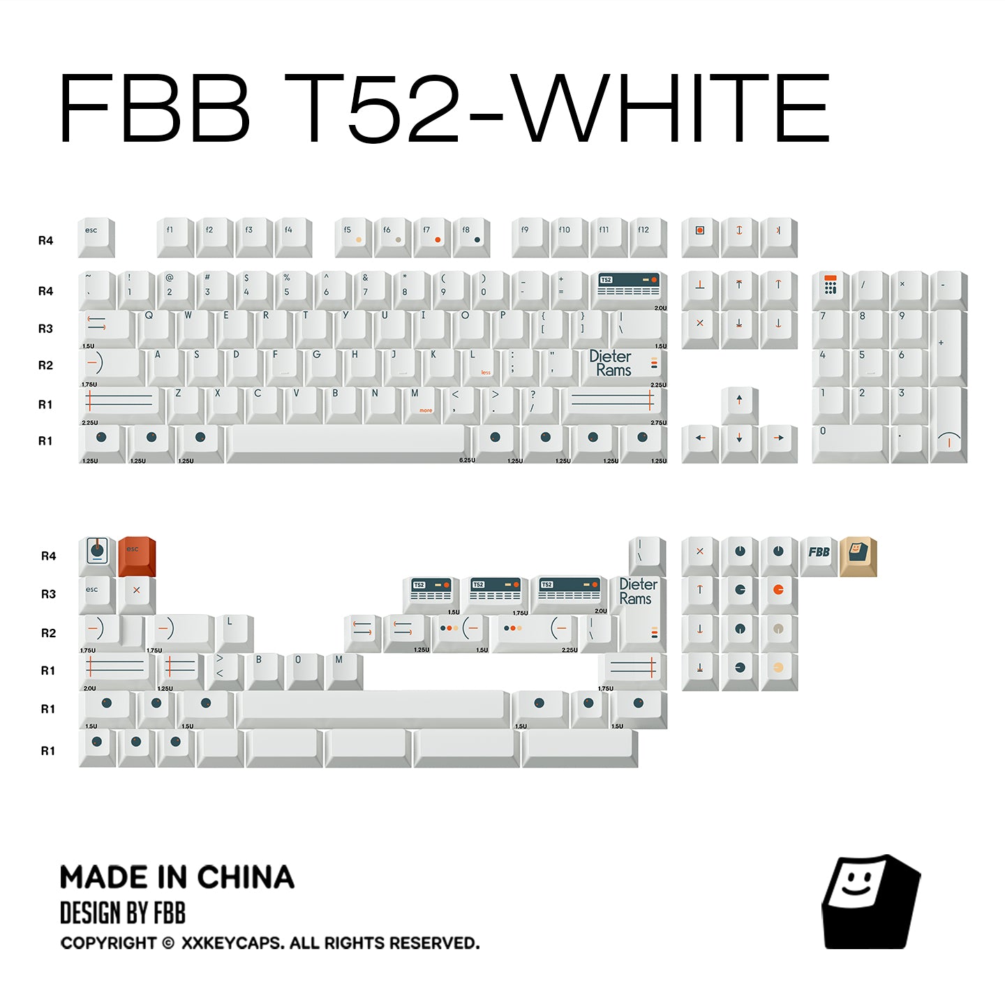 [FBB] T52 White Keycaps (Pre-Order)