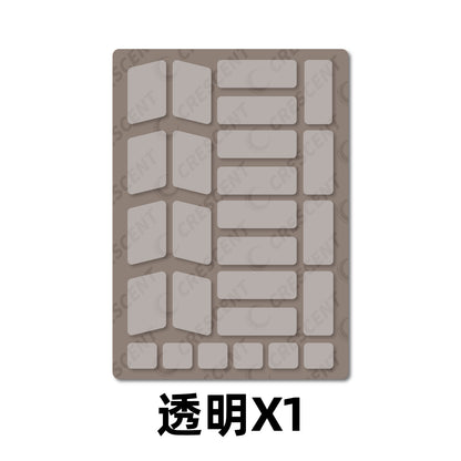 Mouse grip tapes set with transparent adhesive pads on backing sheet