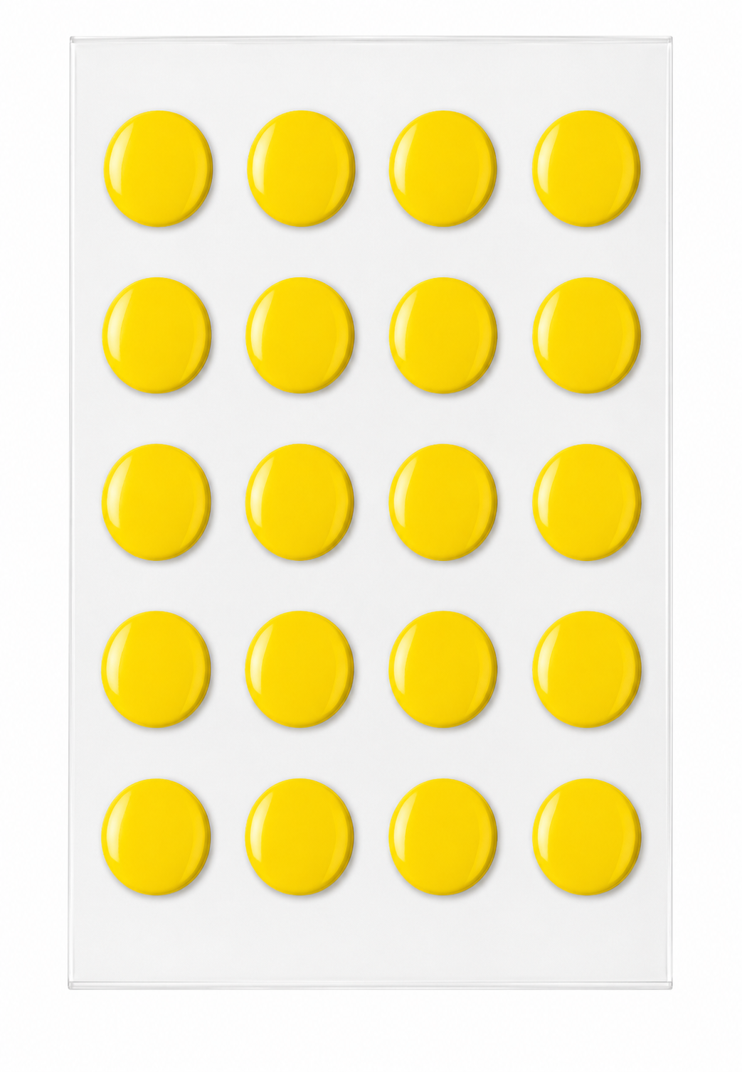 Universal dot mouse skates: 20 yellow round pads on display sheet