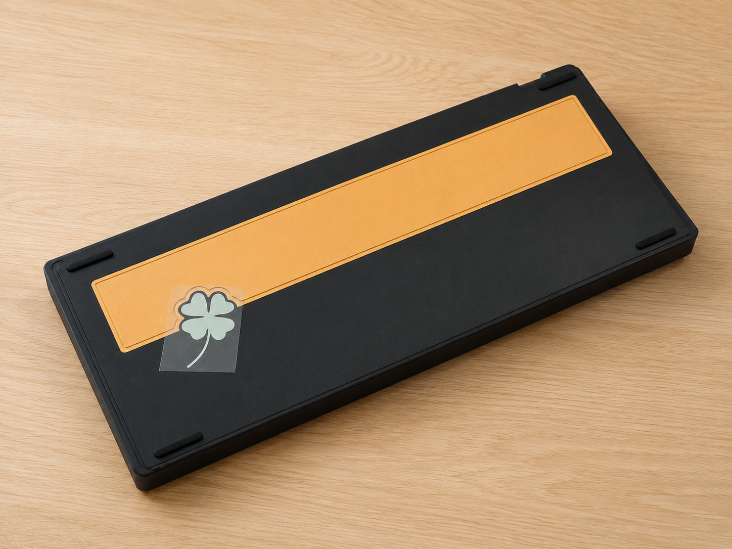 Wired keyboard case with yellow label insert and black outer frame