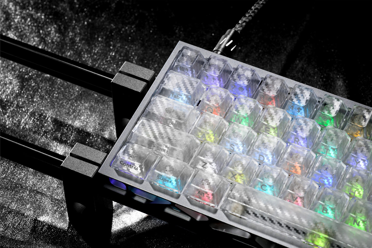 Rectangular LED light bar with clear lens showing multi-color LED illumination