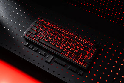 Prism Shadow keycap set with red backlight grid and dark keycaps