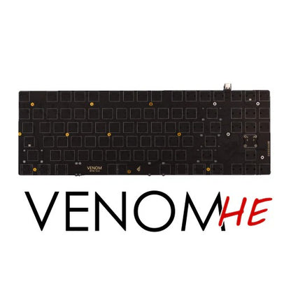 Keyboard PCB add-on with Venom HE label and switch footprint holes