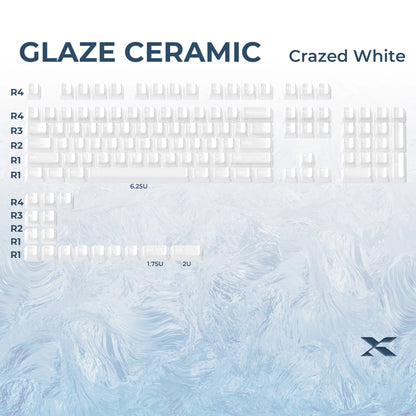 Keycap layout diagram for glazed ceramic crazed white surface