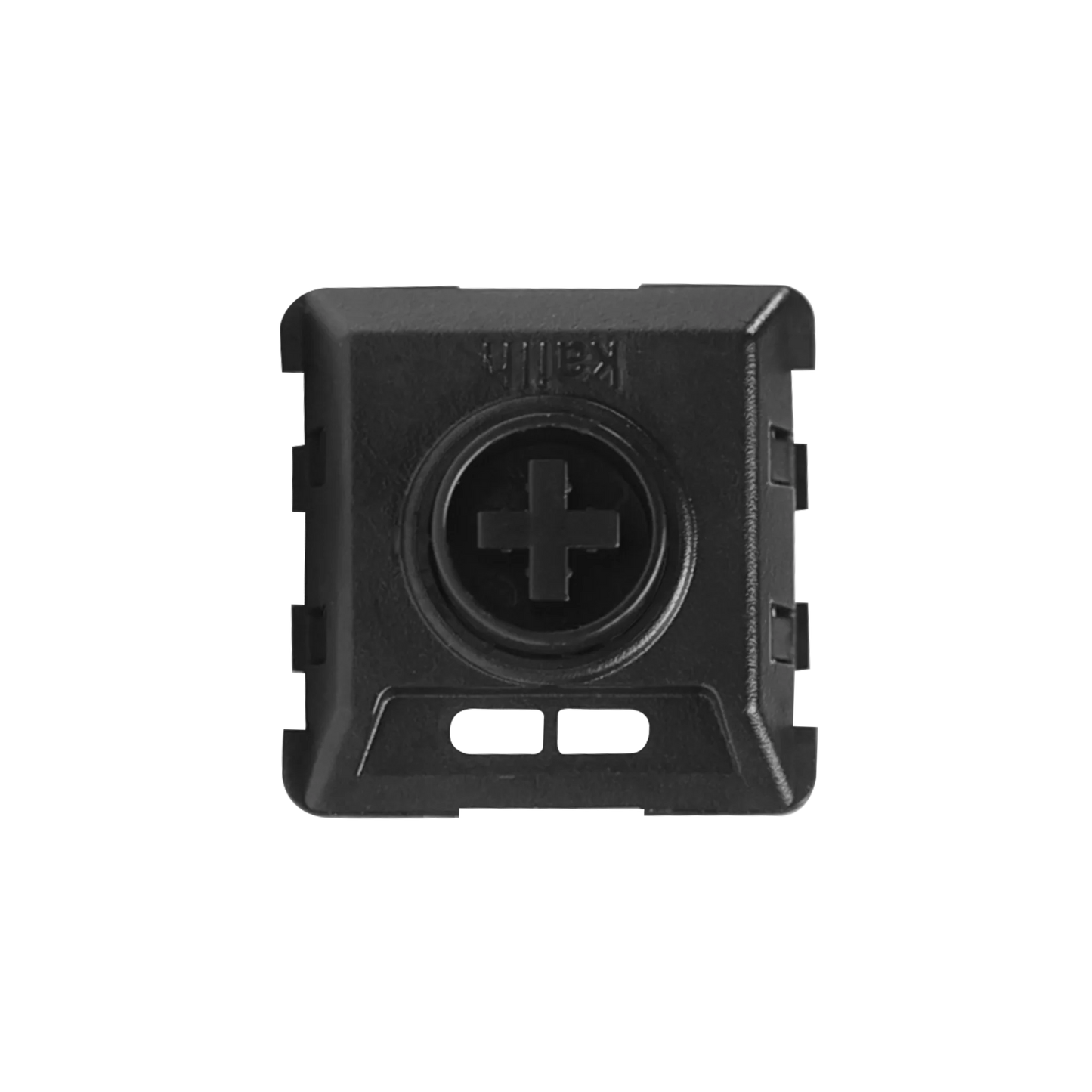 Low profile mechanical key switch with black housing and dark cross stem