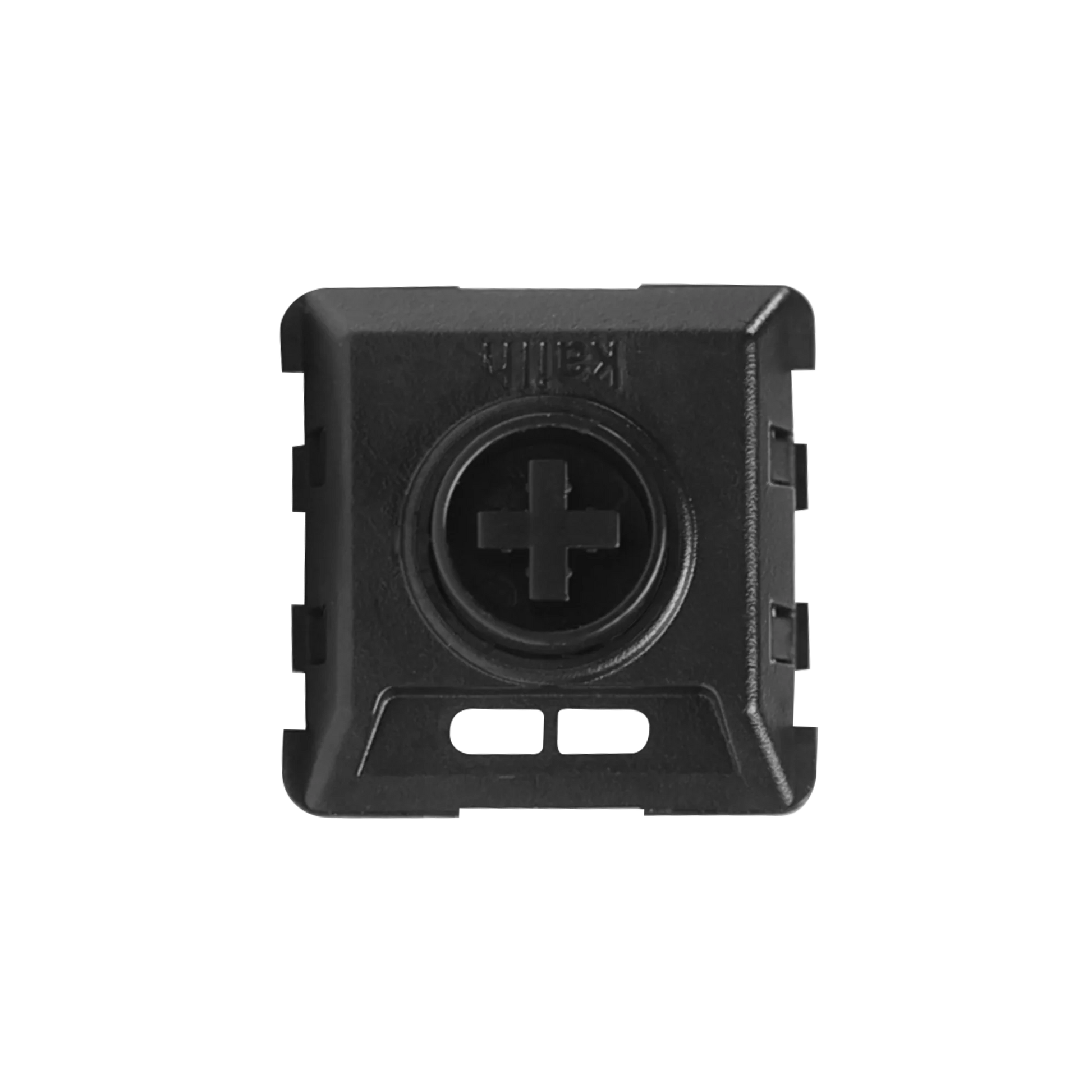 Low profile mechanical key switch with black housing and dark cross stem