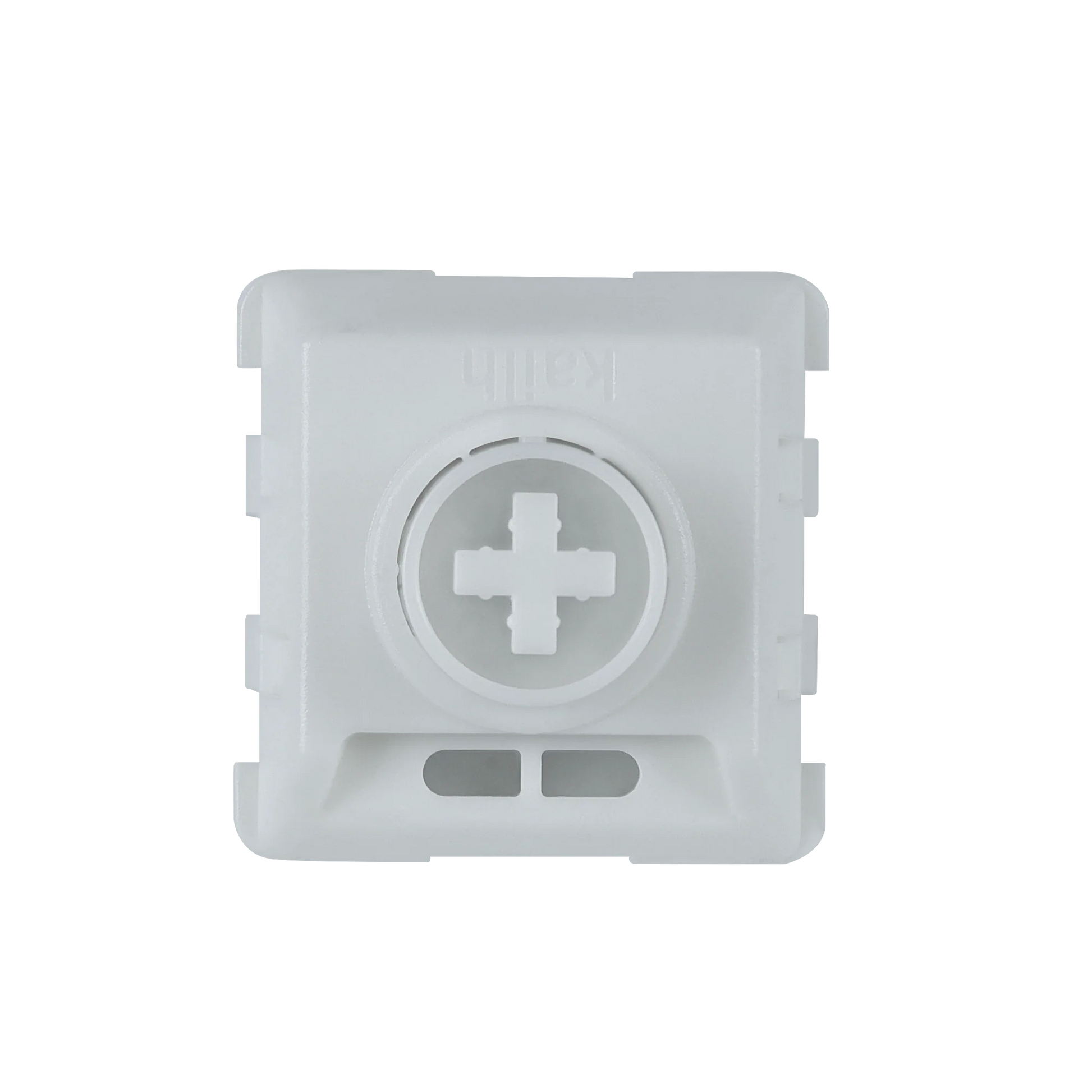 Low profile mechanical key switch with white housing and raised white cross stem