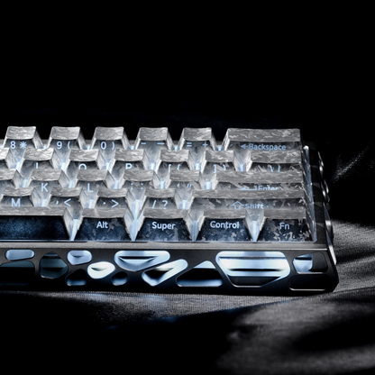 Black keyboard keycap set with textured key tops and multicolored legends