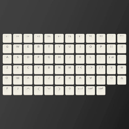 Translucent keycap set, full keyboard layout with white keys and blue-tinged legends