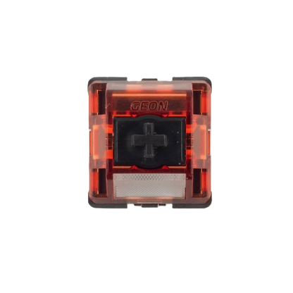 Mechanical key switch top view with GEON logo and red transparent frame