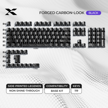 Black keycap set base kit layout with key sizes shown in grid