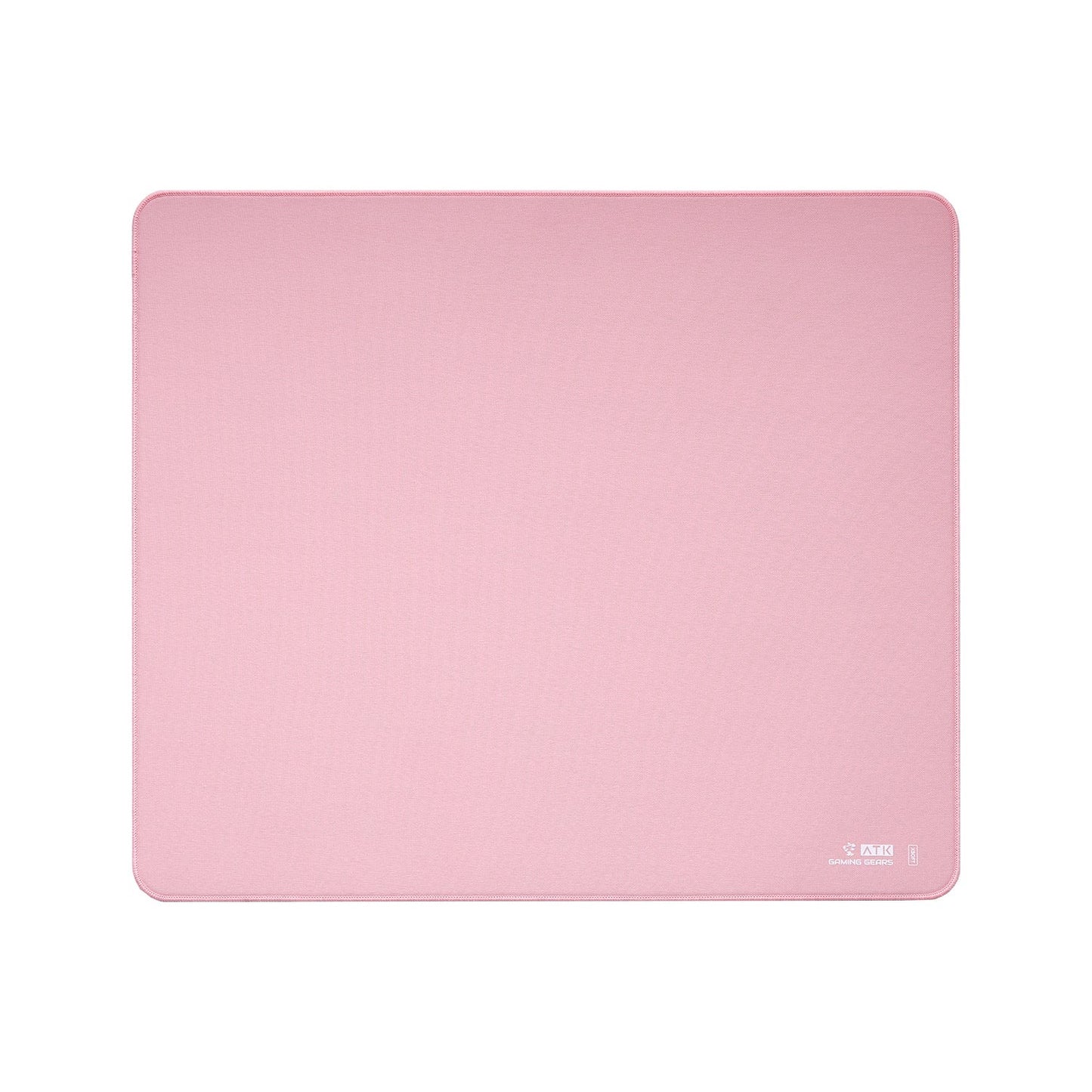 Pink eSport gaming mousepad, rectangular with rounded corners and stitched edge