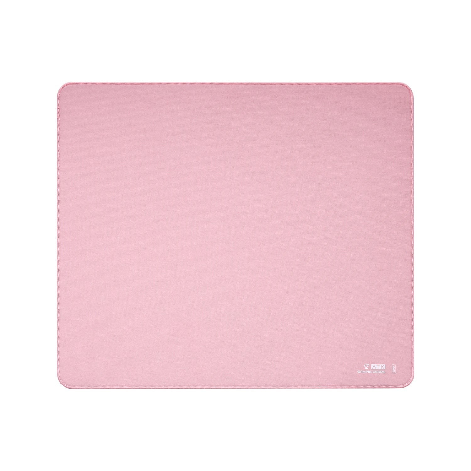 Pink eSport gaming mousepad, rectangular with rounded corners and stitched edge