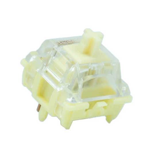 Light yellow transparent mechanical keyboard switch with clear stem and housing