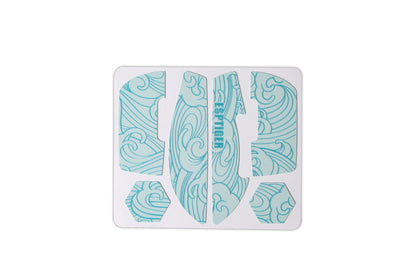 Blue grip tape set on backing card with swirl graphics